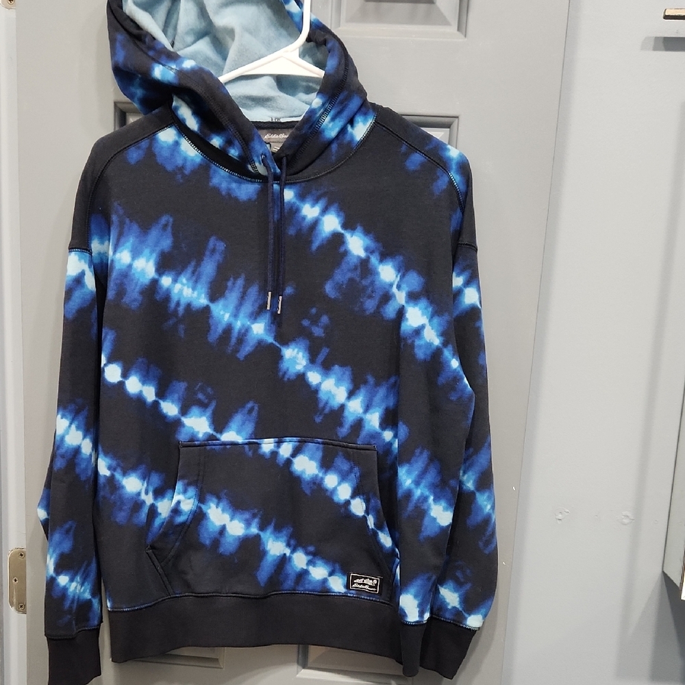 NWOT Eddie Bauer Seapine Blue Tie Dye Cozy Camp Hoodie XS